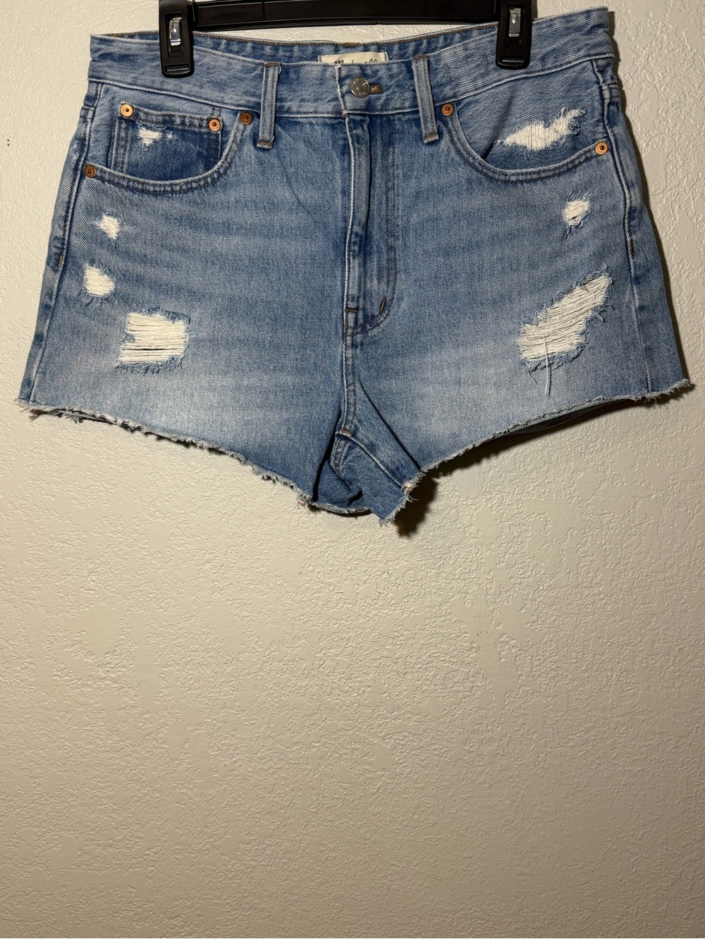 Madewell- Relaxed Denim, Raw Hem, Light Wash Jean Shorts Size 28